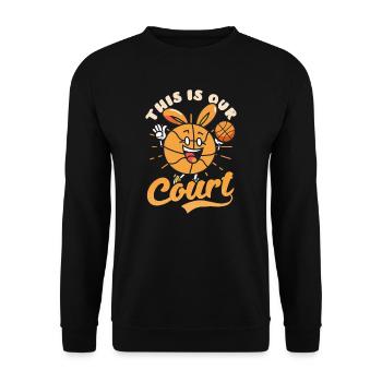 Basketball Ostern Das ist unser Hof-Osterhase - Unisex Pullover - Schwarz - Vorne - Alina (178cm) & Michal (187cm)