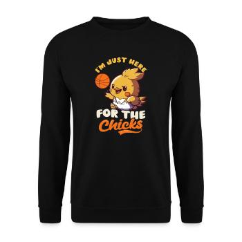 Basketball-Ostern hier für Küken - Unisex Pullover - Schwarz - Vorne - Alina (178cm) & Michal (187cm)