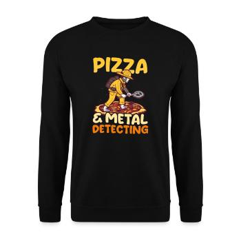 Metalldetektion von Pizza und Detektion - Unisex Pullover - Schwarz - Vorne - Alina (178cm) & Michal (187cm)