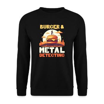 Metal Detecting Burger And Detecting - Unisex Sweatshirt - black - Front - Alina (178cm) & Michal (187cm)