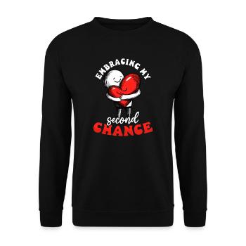 Schlaganfall-Überlebender nutzt meine zweite Chance - Unisex Pullover - Schwarz - Vorne - Alina (178cm) & Michal (187cm)