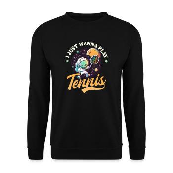 Joueur de tennis Astronaute Je veux juste jouer - Sweat-shirt Unisexe - noir - Devant - Alina (178cm) & Michal (187cm)