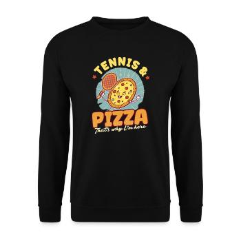 Tennisspieler Tennis Und Pizza - Unisex Pullover - Schwarz - Vorne - Alina (178cm) & Michal (187cm)