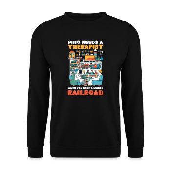 Model Railroad Who Needs Therapist When Have - Unisex Sweatshirt - black - Front - Alina (178cm) & Michal (187cm)