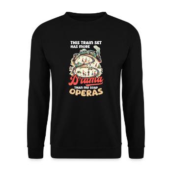 Modelleisenbahn-Set Mehr Drama als Seifenoper - Unisex Pullover - Schwarz - Vorne - Alina (178cm) & Michal (187cm)