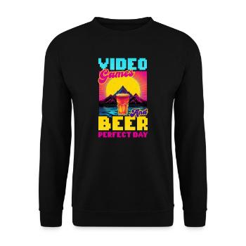 Je suis un joueur vidéo Jeux vidéo et bière Journée parfaite - Sweat-shirt Unisexe - noir - Devant - Alina (178cm) & Michal (187cm)