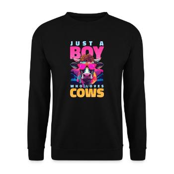 Cow Farmer Boy Who Loves Cows - Unisex Sweatshirt - black - Front - Alina (178cm) & Michal (187cm)