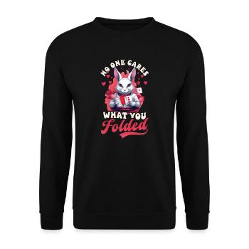 Poker No One Cares What You Folded - Unisex Sweatshirt - black - Front - Alina (178cm) & Michal (187cm)