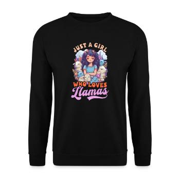 Llama Lover Girl Loves Llamas - Unisex Sweatshirt - black - Front - Alina (178cm) & Michal (187cm)