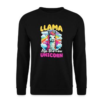 Llama Lover Llama Are New Unicorn - Unisex Sweatshirt - black - Front - Alina (178cm) & Michal (187cm)