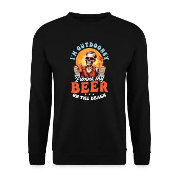 Summer Vacation Outdoorsy Drink Beer Beach - Unisex Sweatshirt - black - Front - Alina (178cm) & Michal (187cm)