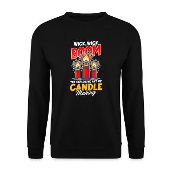 Candle Making Wick, Wick, Boom The Explosive Art - Unisex Sweatshirt - black - Front - Alina (178cm) & Michal (187cm)