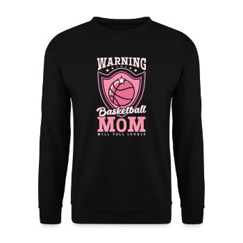Basketball-Mama-Warnung wird laut schreien - Unisex Pullover - Schwarz - Vorne - Alina (178cm) & Michal (187cm)
