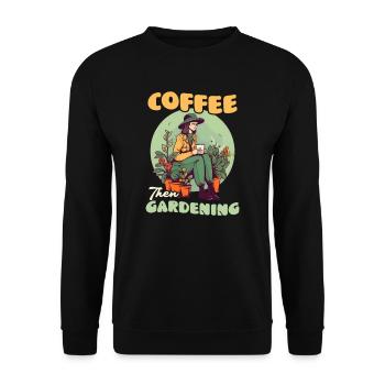 Landschaftsgärtner Kaffee Dann Gartenarbeit - Unisex Pullover - Schwarz - Vorne - Alina (178cm) & Michal (187cm)