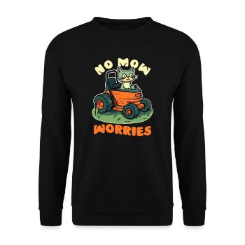 Landschaftsgärtner Keine Mähsorgen Katze Mähen - Unisex Pullover - Schwarz - Vorne - Alina (178cm) & Michal (187cm)