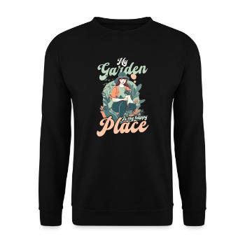 Landschaftsgärtner Garten ist mein Platz - Unisex Pullover - Schwarz - Vorne - Alina (178cm) & Michal (187cm)