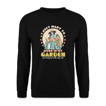 Paysagiste Jardinage Travail Dans Le Jardin Accrocher Avec Des Chats - Sweat-shirt Unisexe - noir - Devant - Alina (178cm) & Michal (187cm)