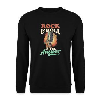 Rockmusik Rock'n'Roll ist die Antwort - Unisex Pullover - Schwarz - Vorne - Alina (178cm) & Michal (187cm)