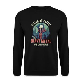 Musique Rock Alimenté Café Heavy Metal Jurons Mots - Sweat-shirt Unisexe - noir - Devant - Alina (178cm) & Michal (187cm)