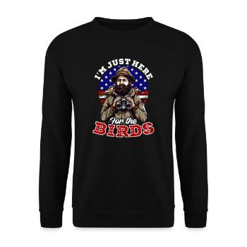 Birdwatcher ici pour les oiseaux - Sweat-shirt Unisexe - noir - Devant - Alina (178cm) & Michal (187cm)