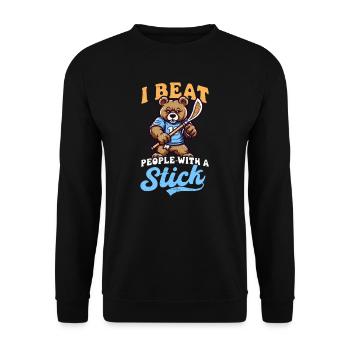 Lacrosse Coach Beat People Stick Bär - Unisex Pullover - Schwarz - Vorne - Alina (178cm) & Michal (187cm)