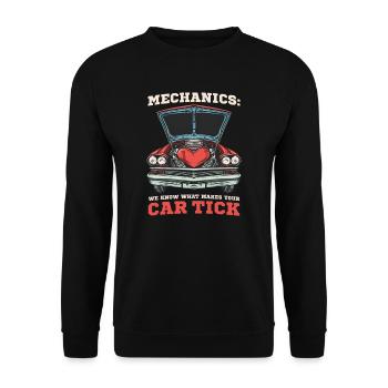 Automechaniker Wir wissen, wie Ihr Auto tickt - Unisex Pullover - Schwarz - Vorne - Alina (178cm) & Michal (187cm)