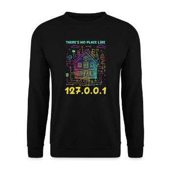 Network Engineering There's No Place Like 127.0.0. - Unisex Sweatshirt - black - Front - Alina (178cm) & Michal (187cm)