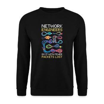 Network Engineering Do It with Fewer Packets Lost - Unisex Sweatshirt - black - Front - Alina (178cm) & Michal (187cm)