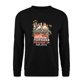 Urban Birdwatching Feathered Friends in High Place - Unisex Sweatshirt - black - Front - Alina (178cm) & Michal (187cm)