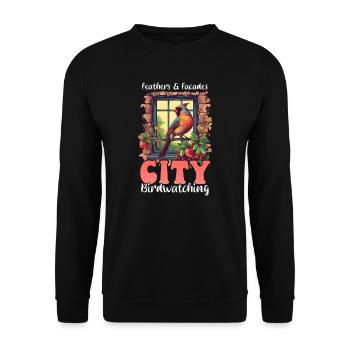 Urban Birdwatching Feathers Facades City - Unisex Sweatshirt - black - Front - Alina (178cm) & Michal (187cm)