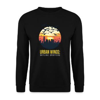 Urban Birdwatching Urban Wings: Skyline Spotters - Unisex Sweatshirt - black - Front - Alina (178cm) & Michal (187cm)