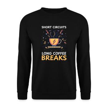 Elektrotechnik Kurzschlüsse Kaffeepause - Unisex Pullover - Schwarz - Vorne - Alina (178cm) & Michal (187cm)
