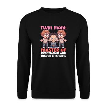 Twin Mom Master Negotiation Diaper Changing - Unisex Sweatshirt - black - Front - Alina (178cm) & Michal (187cm)