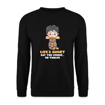 La vie des amoureux des cookies est courte, mangez des cookies ou douze - Sweat-shirt Unisexe - noir - Devant - Alina (178cm) & Michal (187cm)