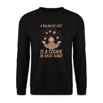 Un régime équilibré pour les amateurs de biscuits est un biscuit dans chaque main - Sweat-shirt Unisexe - noir - Devant - Alina (178cm) & Michal (187cm)