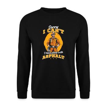Straßenarbeiter können mit Asphalt nichts vorhaben - Unisex Pullover - Schwarz - Vorne - Alina (178cm) & Michal (187cm)