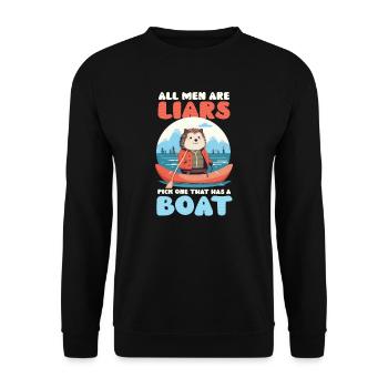 Les hommes de plaisance sont des menteurs qui en choisissent un avec un bateau - Sweat-shirt Unisexe - noir - Devant - Alina (178cm) & Michal (187cm)