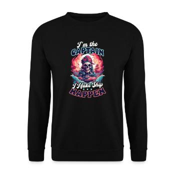 Navigation de plaisance Je suis le capitaine Make Ship Happen - Sweat-shirt Unisexe - noir - Devant - Alina (178cm) & Michal (187cm)