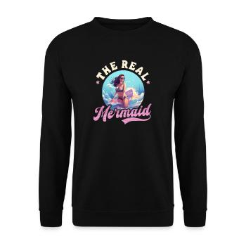 Surfer: Die echte Meerjungfrau - Unisex Pullover - Schwarz - Vorne - Alina (178cm) & Michal (187cm)