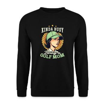 Golfende Mama beschäftigt, weil Golf-Mama - Unisex Pullover - Schwarz - Vorne - Alina (178cm) & Michal (187cm)