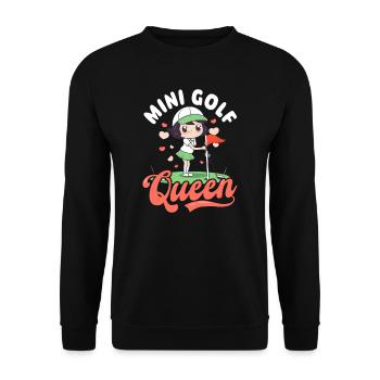 Golfende Mama Golfkönigin - Unisex Pullover - Schwarz - Vorne - Alina (178cm) & Michal (187cm)