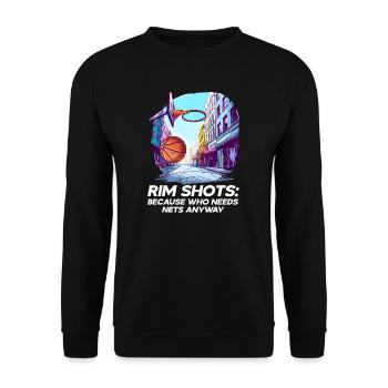 Street Basketball Rim Shots: Denn wer braucht schon Netz - Unisex Pullover - Schwarz - Vorne - Alina (178cm) & Michal (187cm)