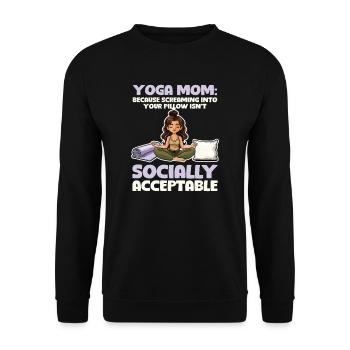 Une maman de yoga qui crie dans l’oreiller n’est pas acceptable - Sweat-shirt Unisexe - noir - Devant - Alina (178cm) & Michal (187cm)