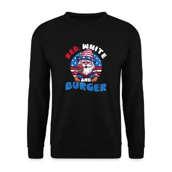 4 juillet Gnome américain rouge blanc et burger - Sweat-shirt Unisexe - noir - Devant - Alina (178cm) & Michal (187cm)