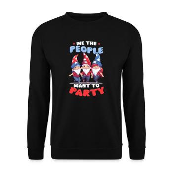 4 juillet American Gnome We People Want To Party - Sweat-shirt Unisexe - noir - Devant - Alina (178cm) & Michal (187cm)