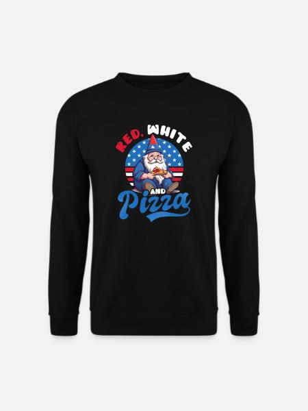 4. Juli Amerikanischer Gnom Rot Weiß Und Pizza - Unisex Pullover - Schwarz