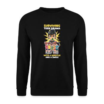 Volleyball Mom Surviving Teen Drama Whistle Smile - Unisex Sweatshirt - black - Front - Alina (178cm) & Michal (187cm)
