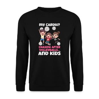 Volleyball Mom Cardio Chasing Volleyballs And Kids - Unisex Sweatshirt - black - Front - Alina (178cm) & Michal (187cm)