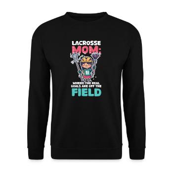 Lacrosse Mom Echte Tore sind abseits des Spielfelds - Unisex Pullover - Schwarz - Vorne - Alina (178cm) & Michal (187cm)