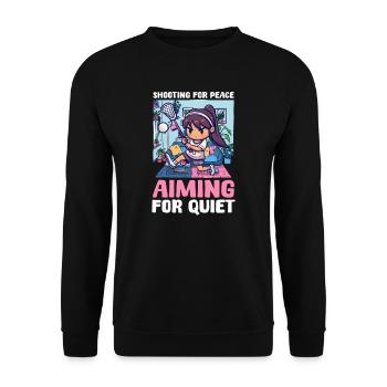 Lacrosse-Mutter schießt für den Frieden, strebt nach Ruhe - Unisex Pullover - Schwarz - Vorne - Alina (178cm) & Michal (187cm)